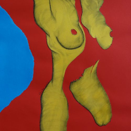 N° 217 - Fusain et collage sur papier (32 x 50 cm) 1997, (étude du corps).