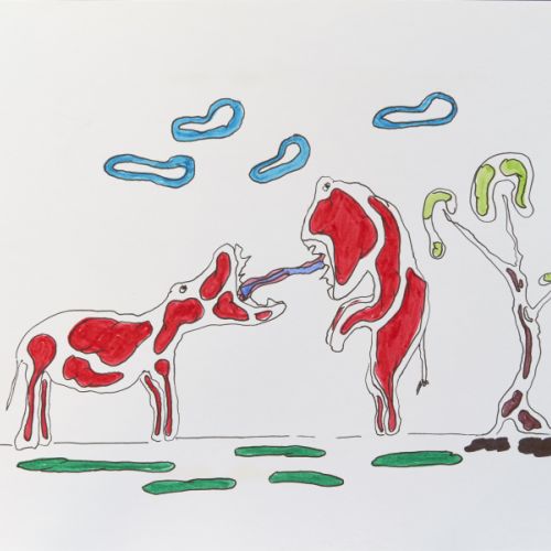 N° 451 - Couple animal - 1999 (21x29,6 cm)
