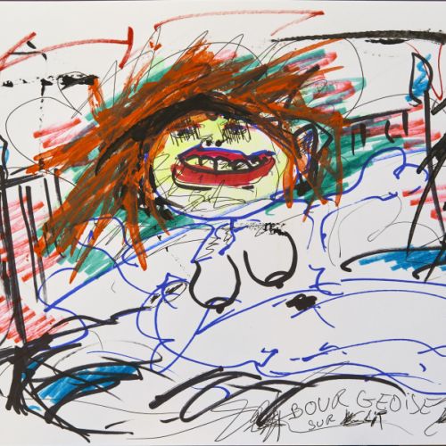 N° 674 - Bourgeoise sur lit - 2000 (21x29,7 cm)