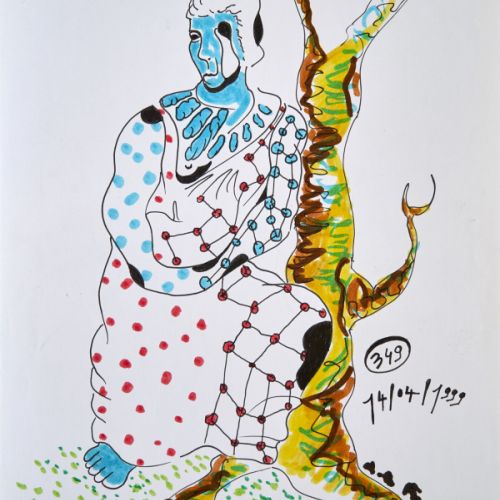 N° 349 - Femme contre arbre - 1999 (21x29,7 cm)