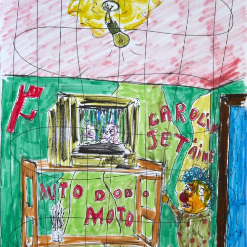 N° 490 - Clown amoureux - 1999 (19,5x29,5 cm)