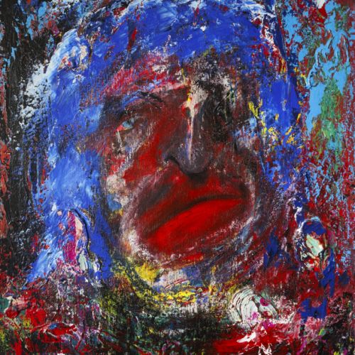 N° 652 - Femme aux cheveux bleus - Acryl sur toile (65 x 54 cm) - 2000