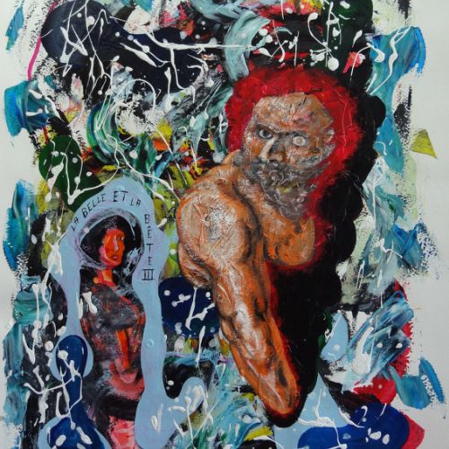 N° 313 - La belle et la bête 3 (1998) Acryl sur papier (50x65 cm).